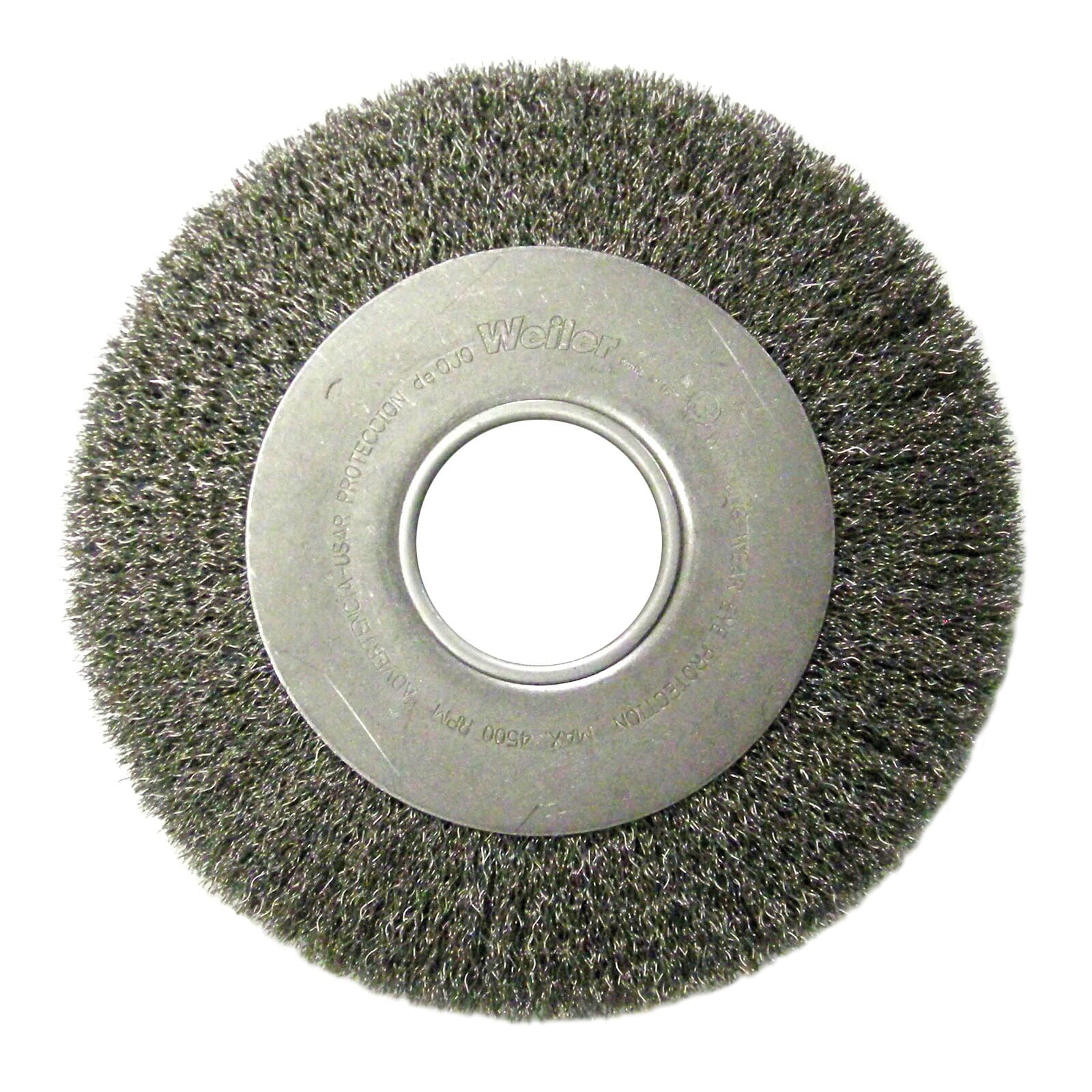 Weiler® 06110 Medium Face Wheel Brush, 8 in Dia Brush, 1 in W Face, 0.0118 in Dia Crimped Filament/Wire, 2 in Arbor Hole